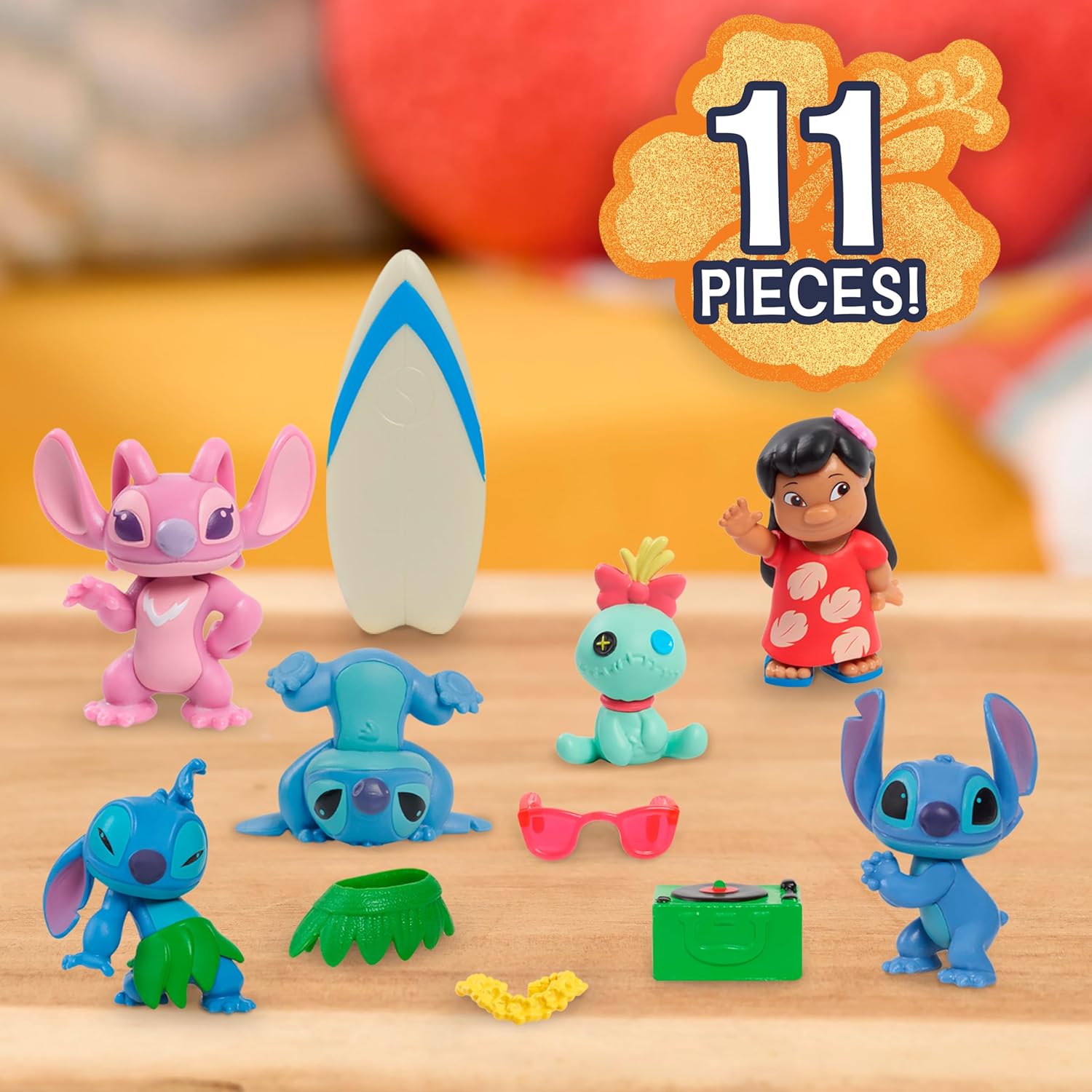 Just Play Disney Stitch Collectible Figure Set with Accessories, 11-Pieces, 2-inch Figurines, Includes Stitch, Lilo, Angel, & Scrump