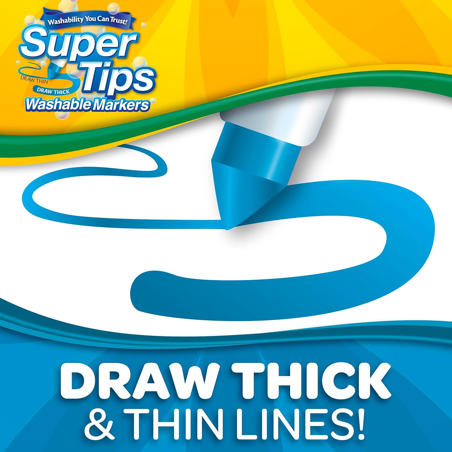 Crayola Super Tips Washable Markers, 50 Count, Versatile Fine & Broad Line Tips