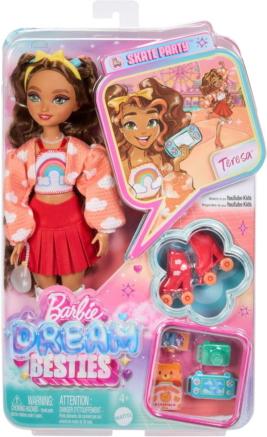 Mattel Barbie Dream Besties Doll and Accessories, Barbie Teresa Mobile Doll with Blonde Hair, 9 Video Game Themed Accessories