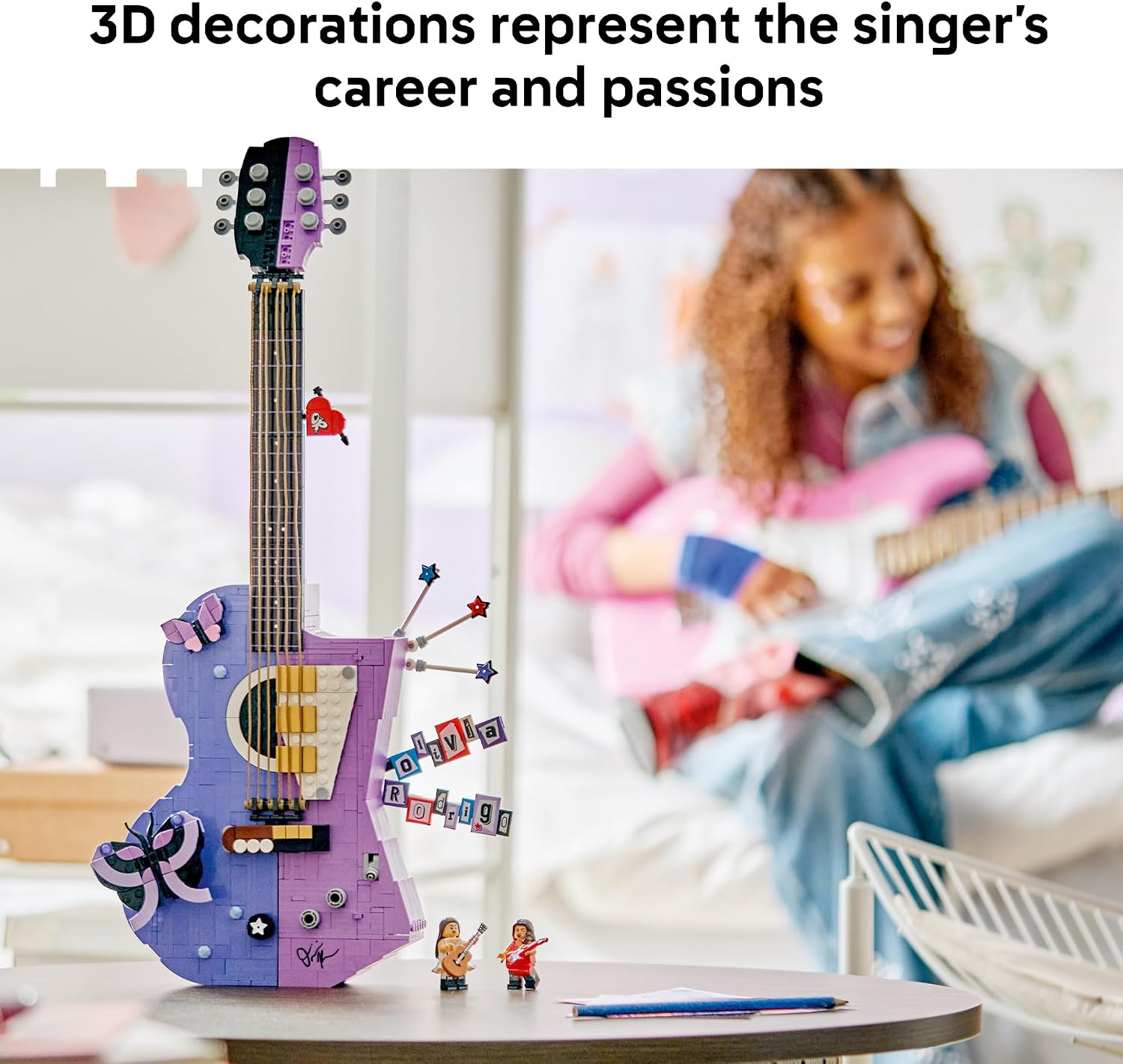 LEGO Editions Olivia Rodrigo's Dual Guitar 43031 | Collectible Building Toy, Olivia Rodrigo Minifigure - 43031