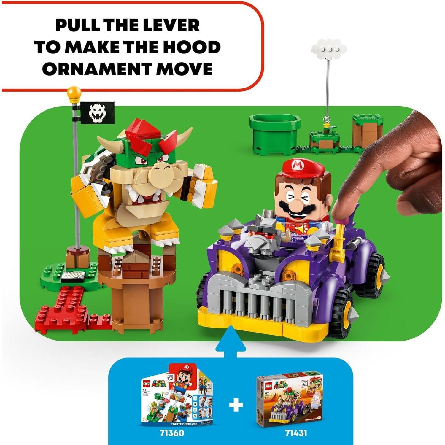 LEGO 71431 Super Mario Bowser’s Muscle Car Expansion Set, Collectible Bowser Toy for Kids.