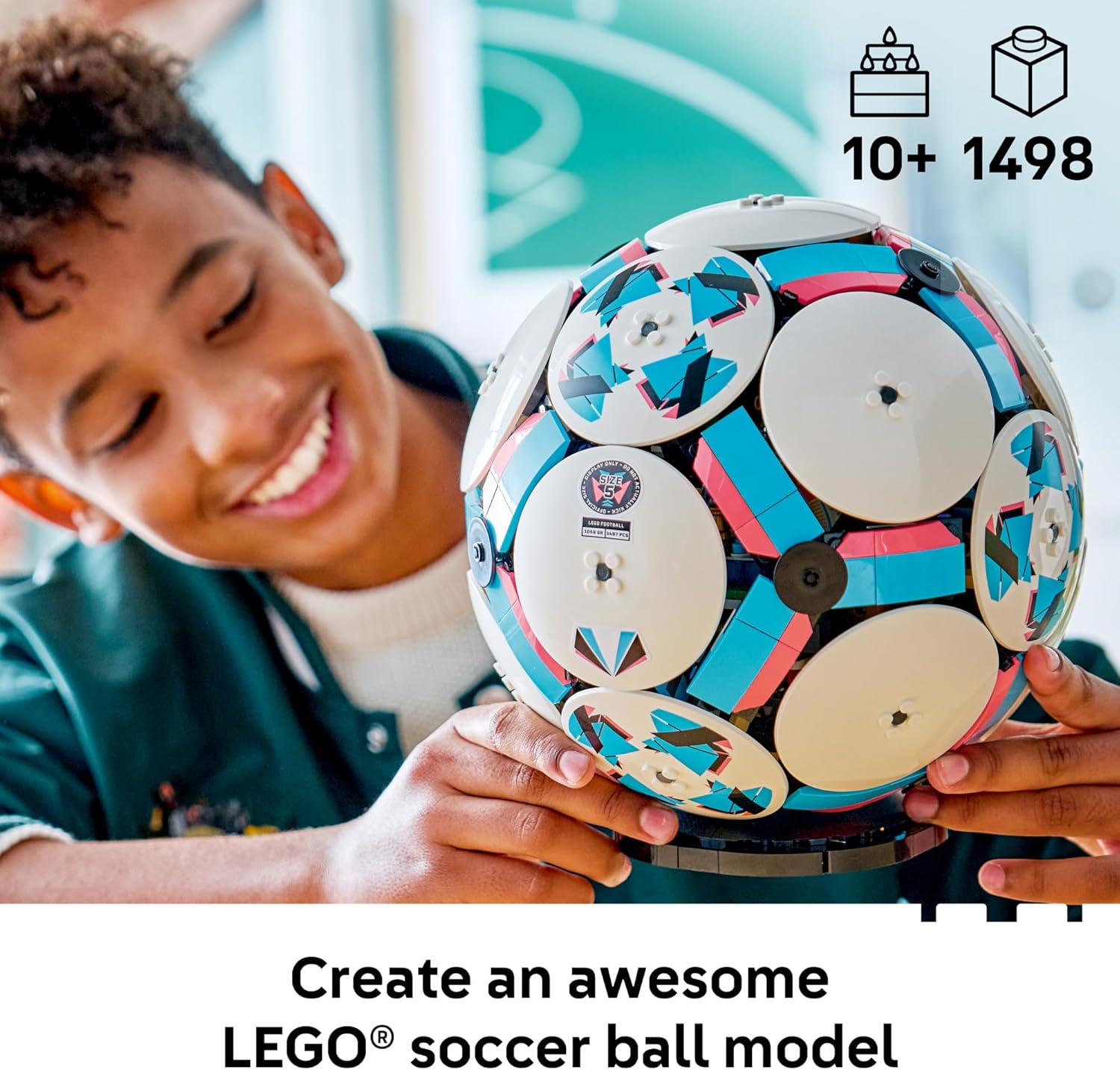 LEGO Editions Soccer Ball - Building Toy for Kids - Collectible Sports Decor for Boys & Girls, Ages 10+ - Includes Micro Stadium - Gift for Father's Day - 43019