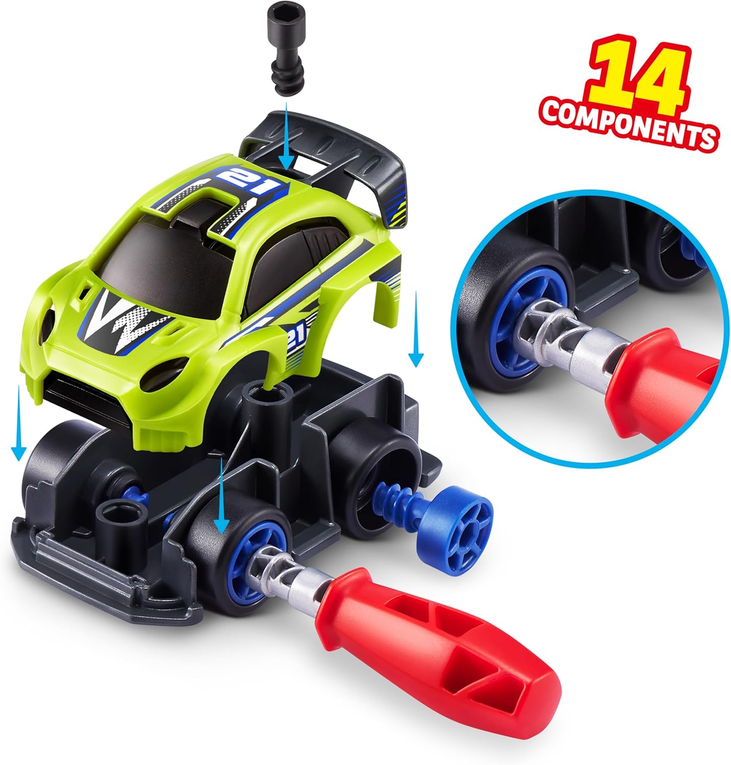 5 Surprise Make-A-Racer Race Car Vehicle Themed Novelty Unboxing Toy Collectible Mini's by ZURU
