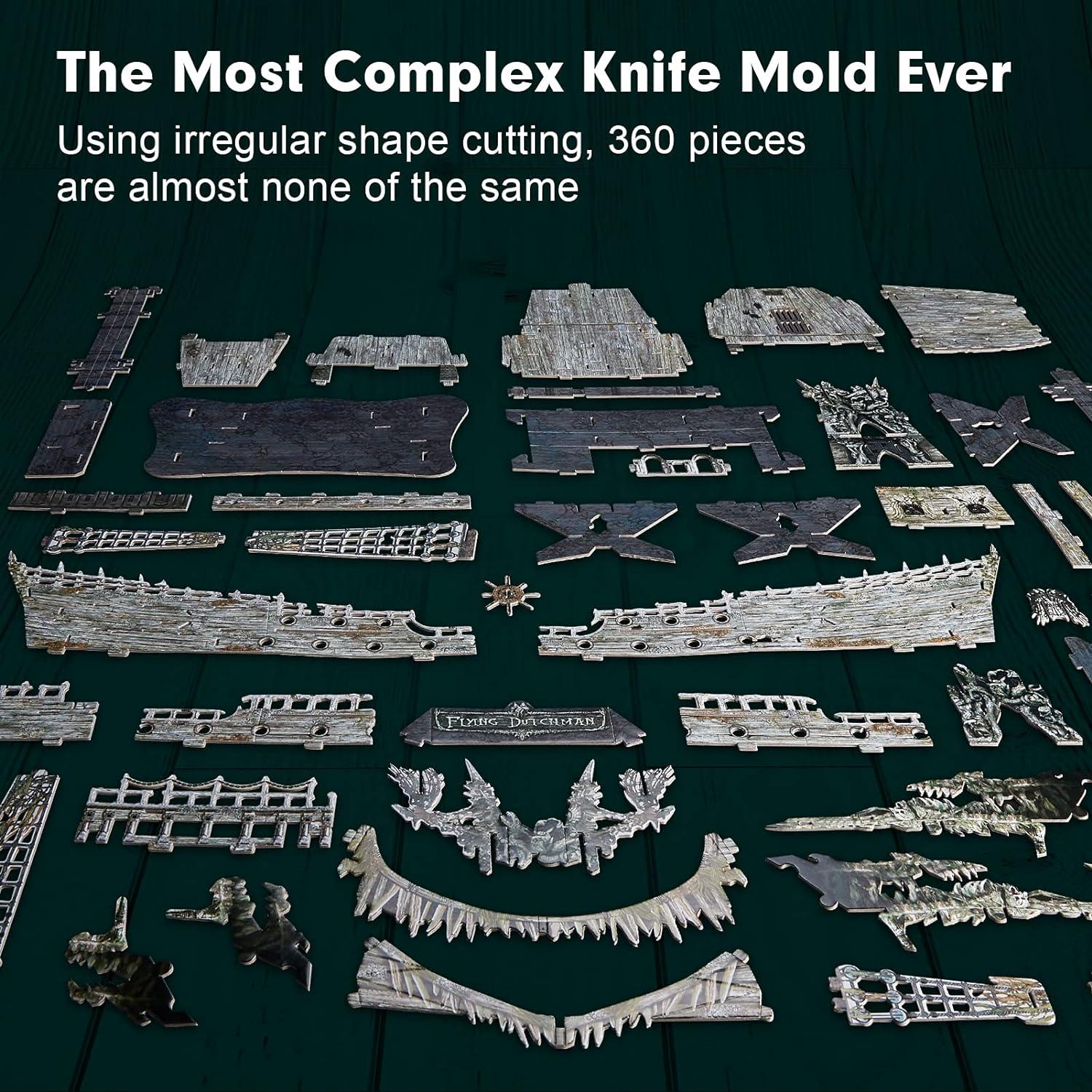 3D Green LED Flying Dutchman Pirate Ship Puzzle - 360 Pieces Haunted Ghost Ship Model Kit and Desk Decor