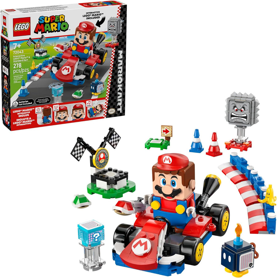 LEGO Super Mario: Mario Kart – لعبة سباق سيارات ماريو التفاعلية والسيارة القياسية - مجموعة ألعاب سباق تخيلية للأولاد والبنات، الأعمار 7+ - فكرة هدية عيد ميلاد للأطفال - 72043