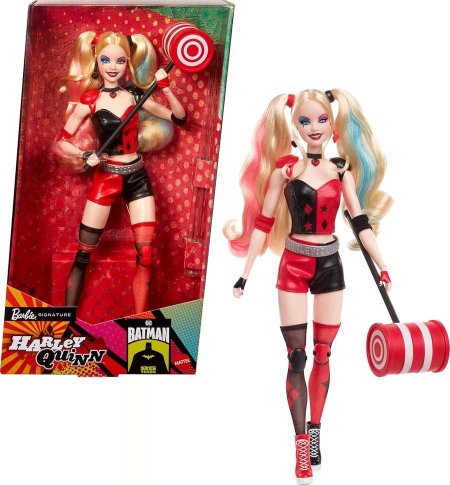 Barbie Signature Harley Quinn Collector Doll with Posable Body: Iconic Outfit, and Mallet Accessory, DC Batman 85th Anniversary Collectible
