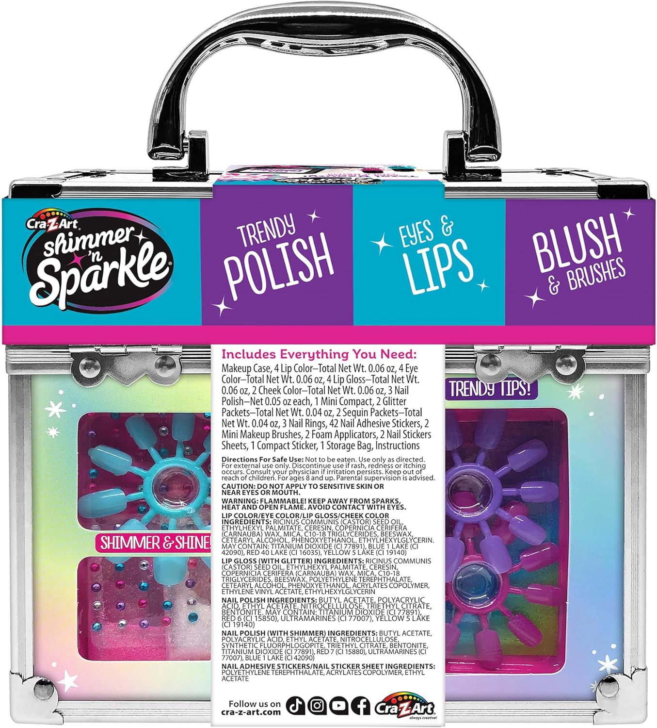 Shimmer 'N Sparkle Glam to Go Beauty Caddy, Makeup Set with Nail Polish and Glitter, Ages 6 and Up