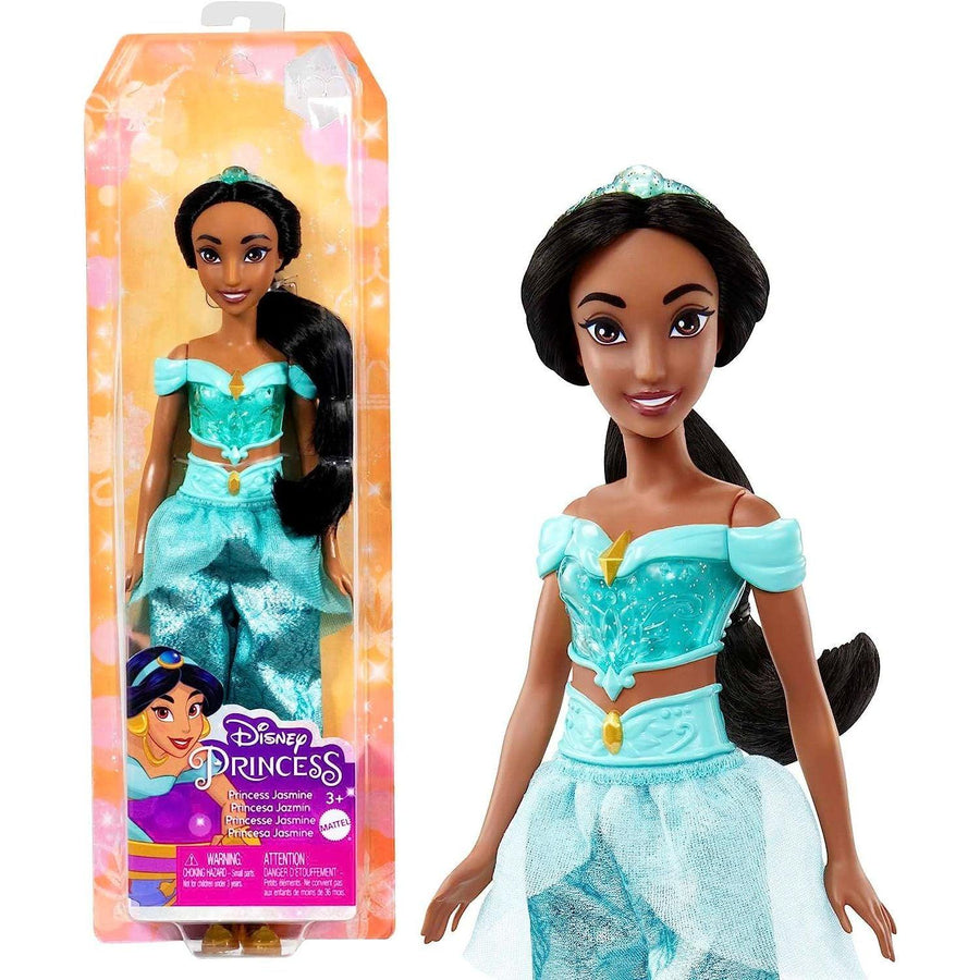 Mattel Disney Princess Jasmine Fashion Doll, Sparkling Look with Black Hair, Brown Eyes & Tiara Accessory