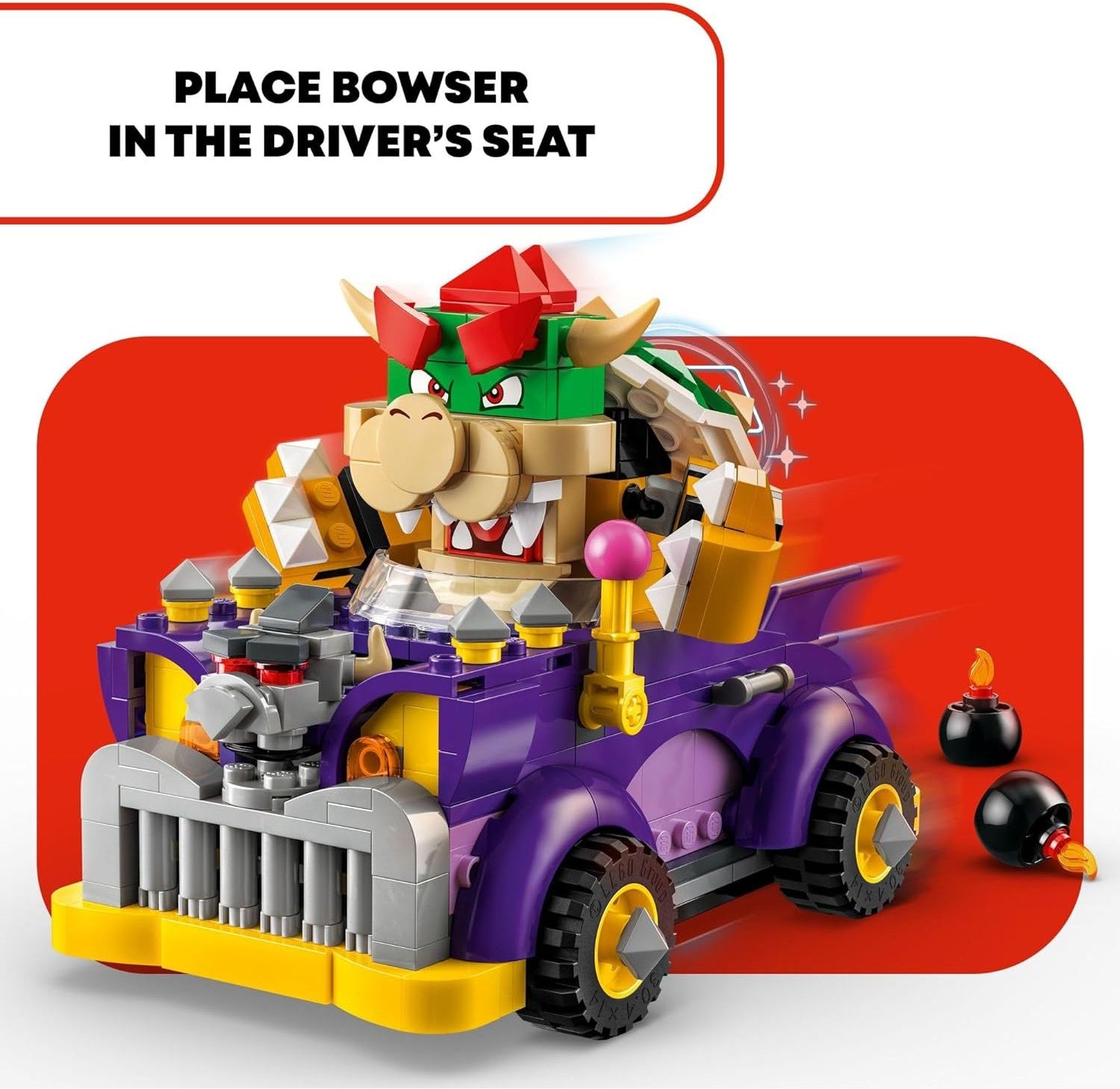 LEGO 71431 Super Mario Bowser’s Muscle Car Expansion Set, Collectible Bowser Toy for Kids.