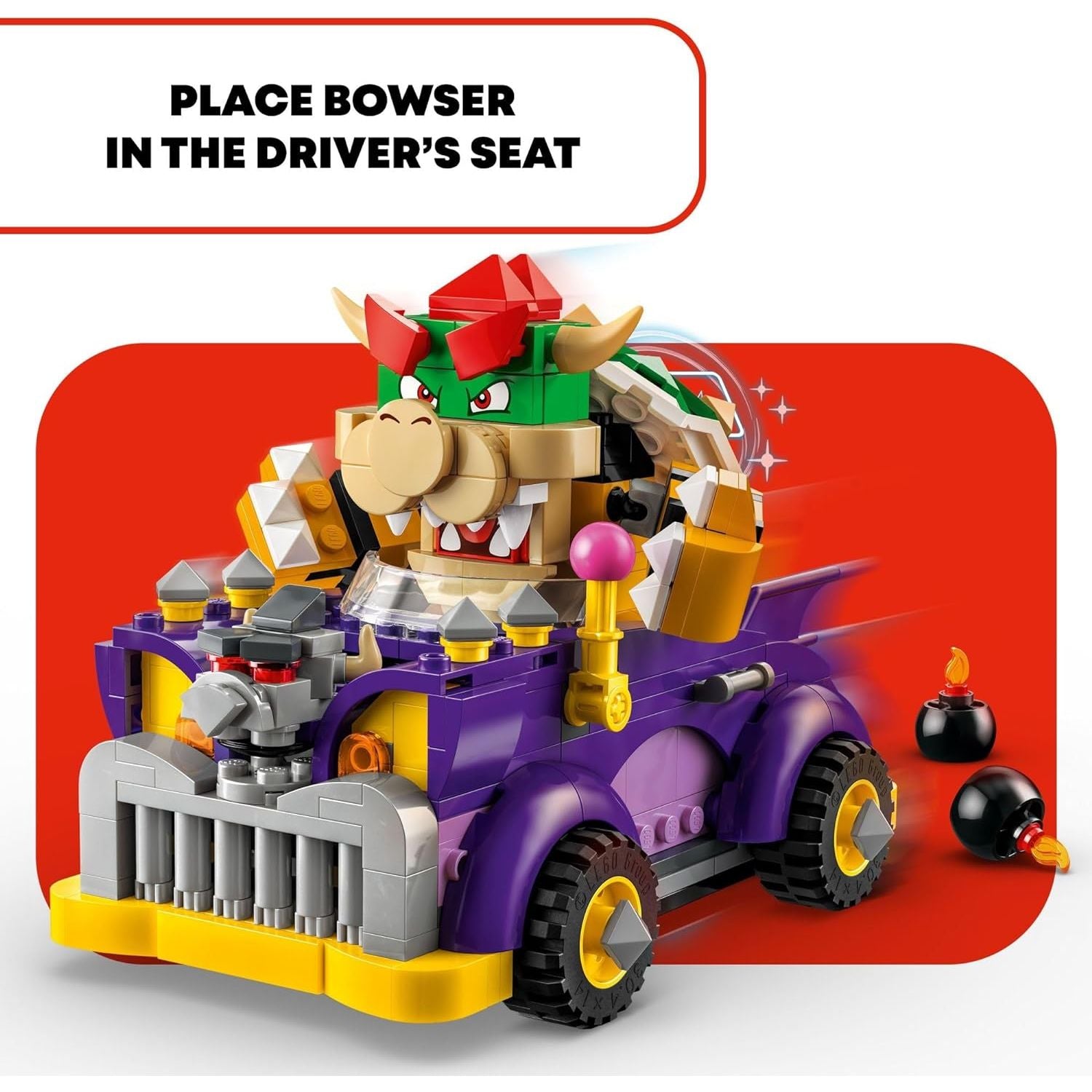 LEGO 71431 Super Mario Bowser’s Muscle Car Expansion Set, Collectible Bowser Toy for Kids.