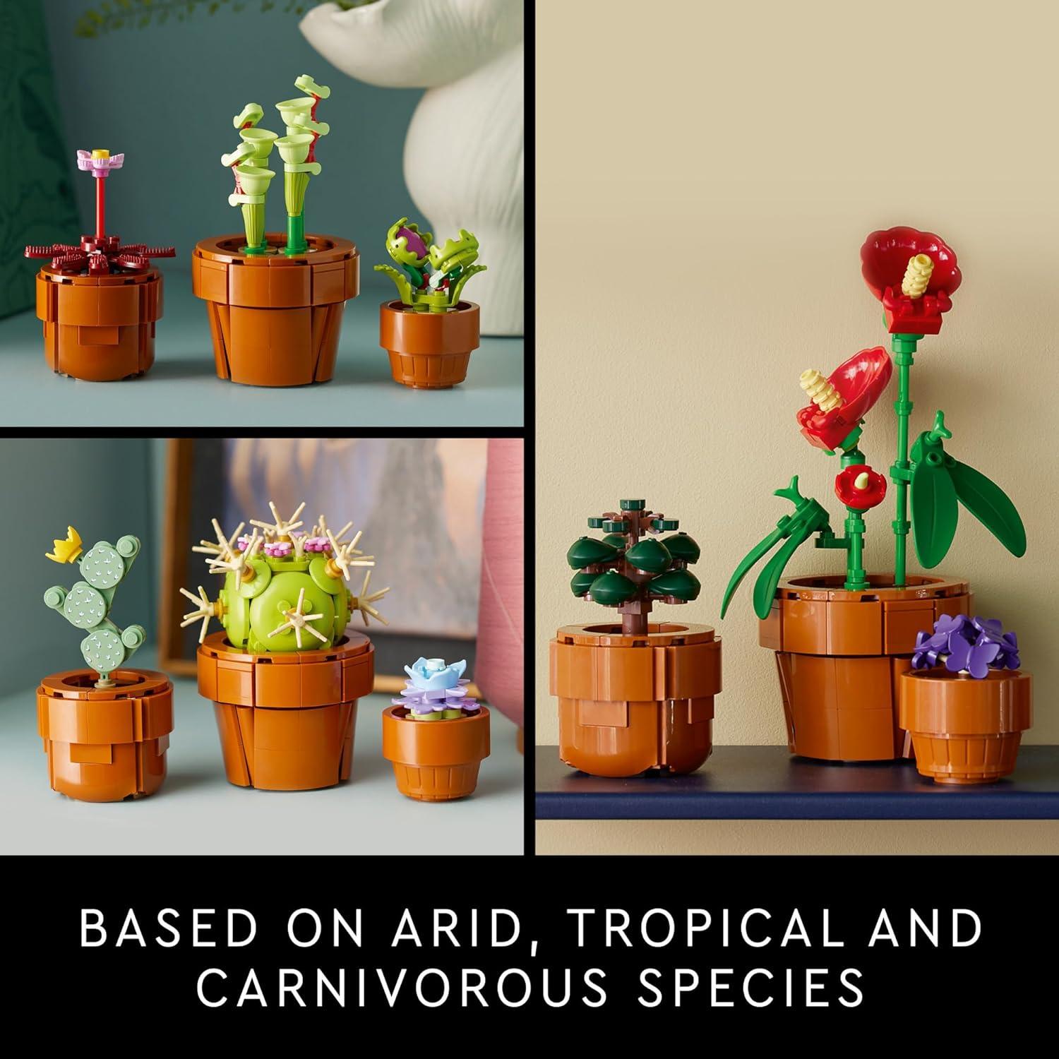 LEGO Icons 10329 Tiny Plants Building Set, Cactus Decor Gift Idea for Flower Lovers, Carnivorous, Tropical and Arid Flora, Botanical Collection