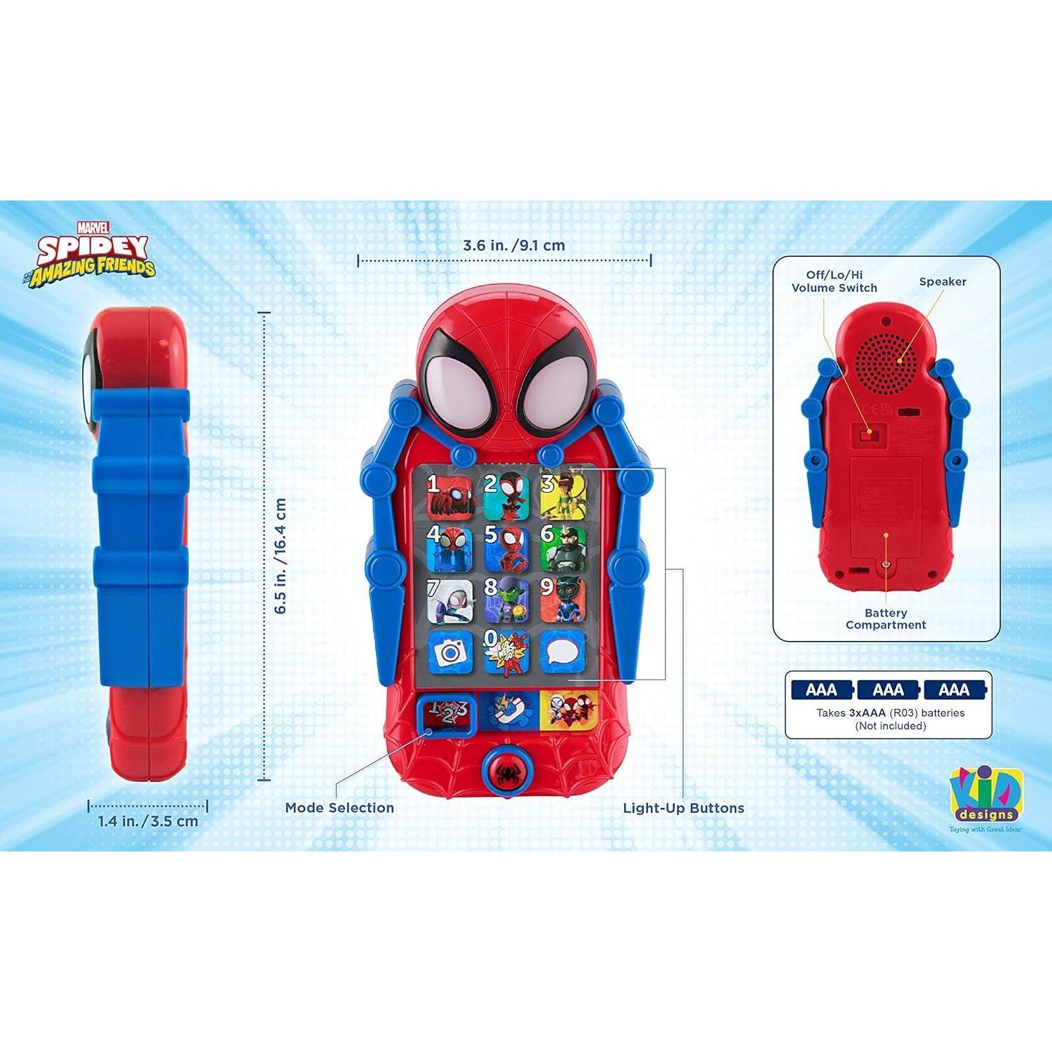 eKids Spidey and His Amazing Friends Toy Phone for Toddler with Built-in Preschool Learning Games, Educational Toys for Activities and Pretend Play, for Fans of Spiderman Gifts