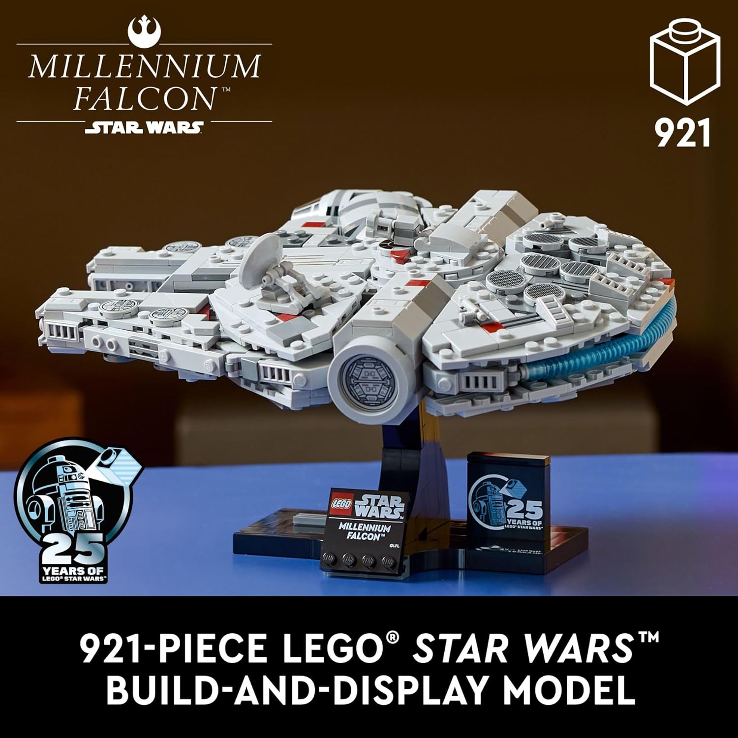 LEGO 75375 Star Wars A New Hope Millennium Falcon 25th Anniversary Buildable Starship Model, Collectible Star Wars Home Décor, Building Set for Adults.