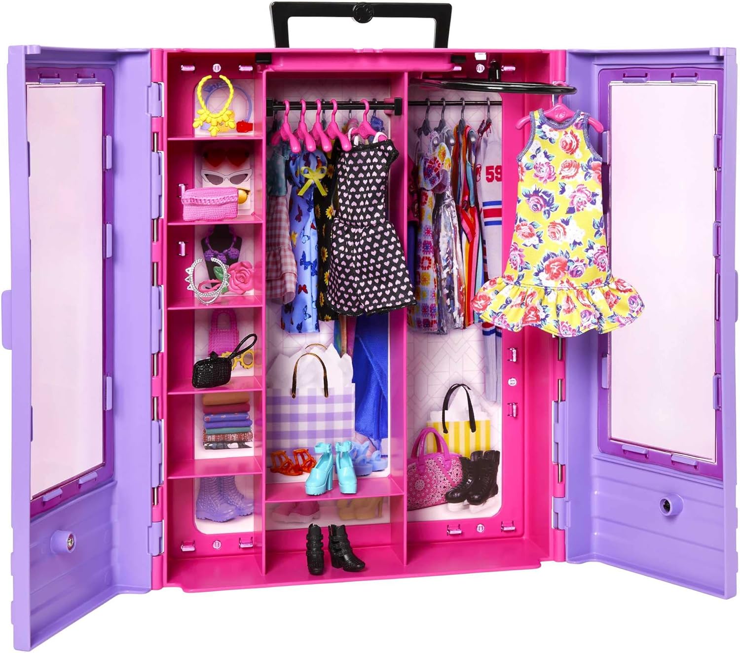 Barbie Doll & Playset, Fashionistas Ultimate Closet with Clothes (3 Outfits) & Fashion Accessories Including 6 Hangers