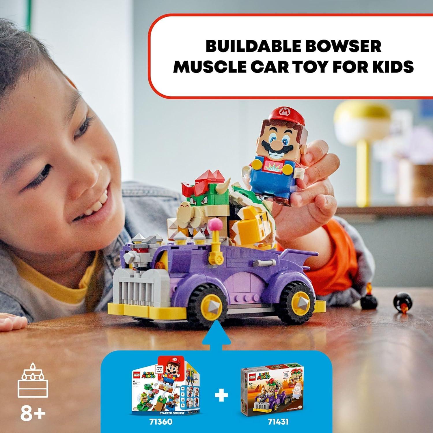 LEGO 71431 Super Mario Bowser’s Muscle Car Expansion Set, Collectible Bowser Toy for Kids.