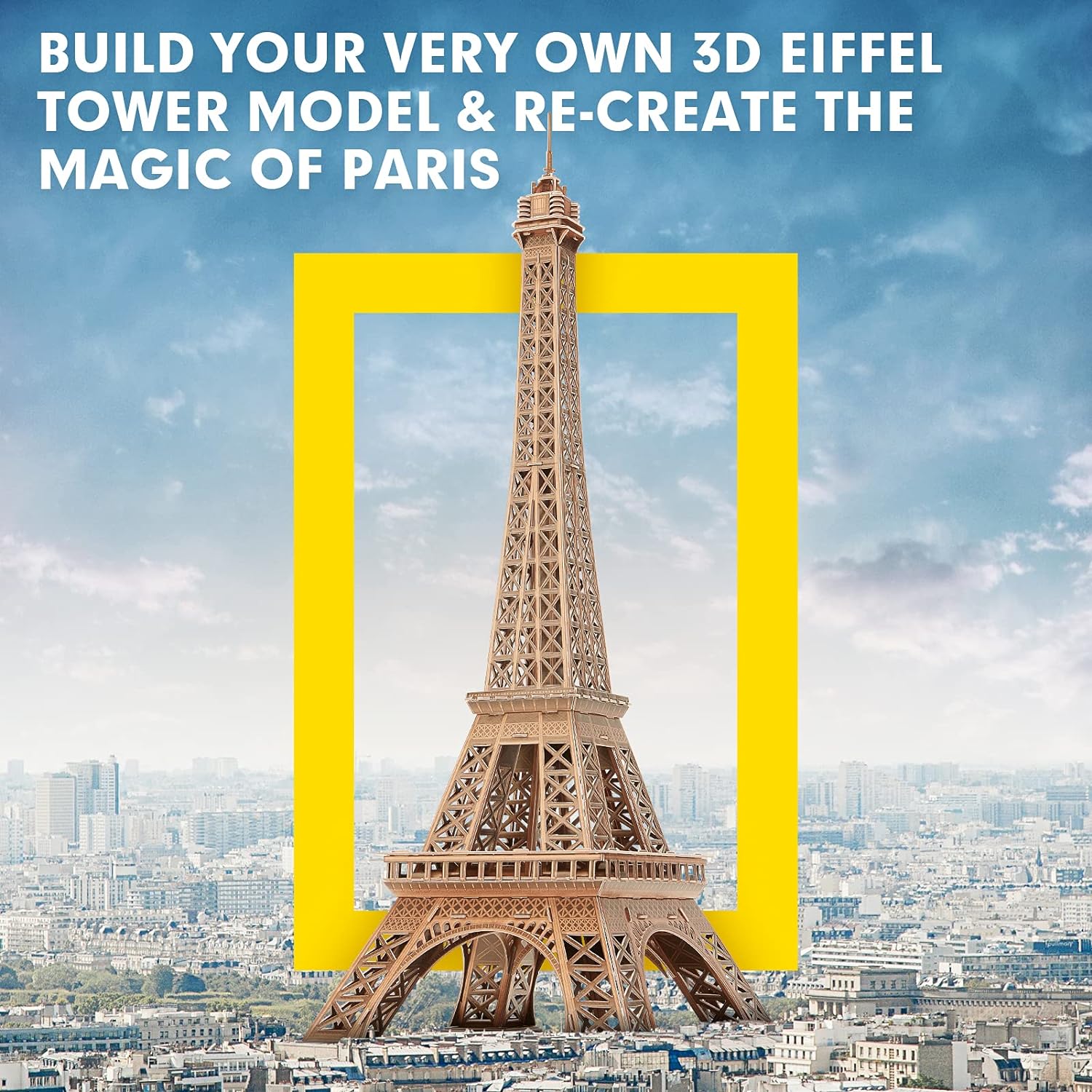CubicFun 3D Puzzles Eiffel Tower Model Kit National Geographic, Paris with Booklet, 80 Pieces