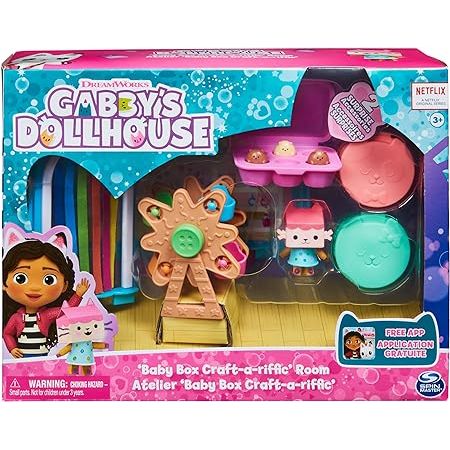 Gabby's Dollhouse, Baby Box Cat Craft-A-Riffic Room with Exclusive Figure, Accessories, Furniture and Dollhouse Delivery, Kids Toys for Ages 3 and up