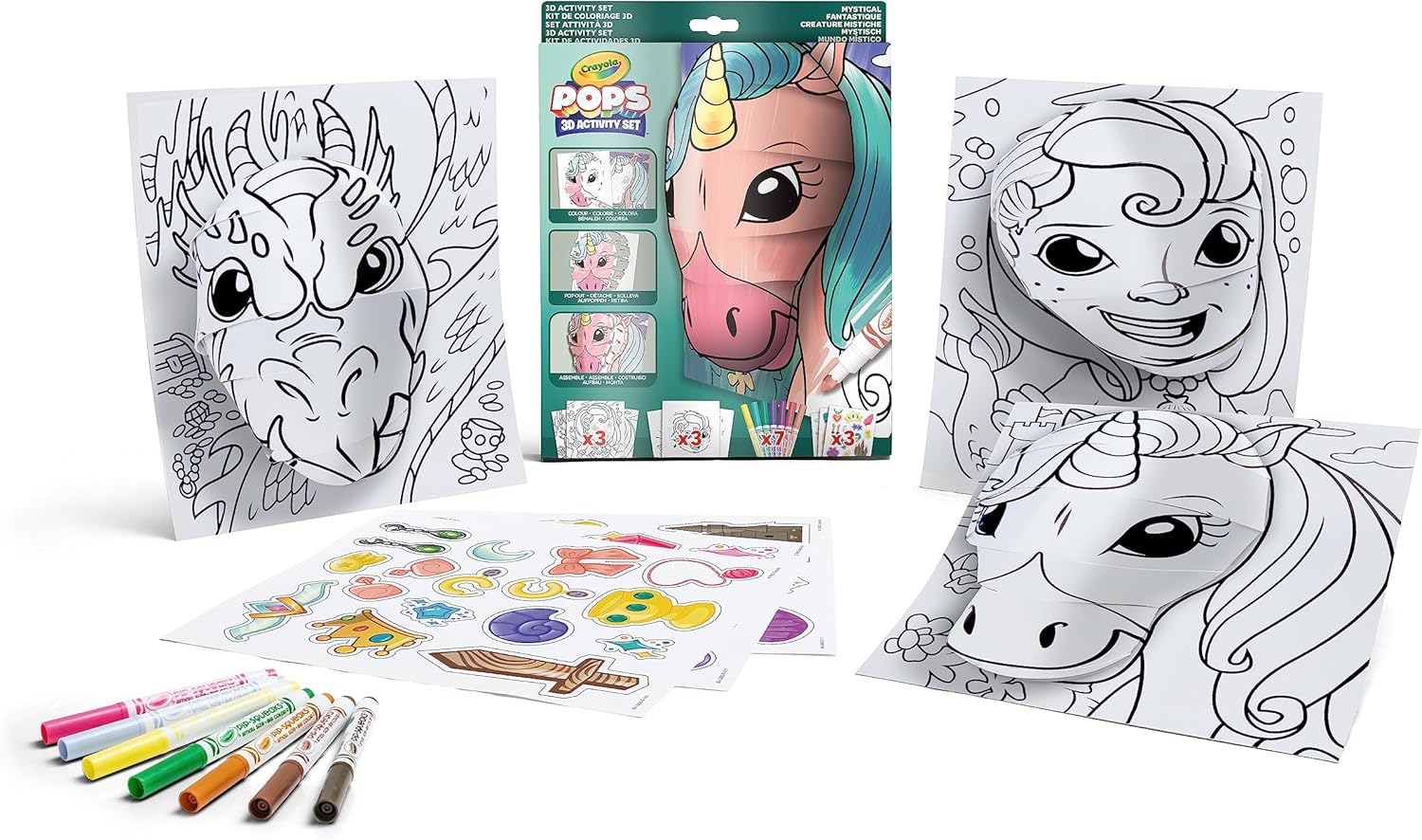 Crayola Color Pops, Fantasy Creatures Theme, Colouring and Building Game for Three-Dimensional Artwork