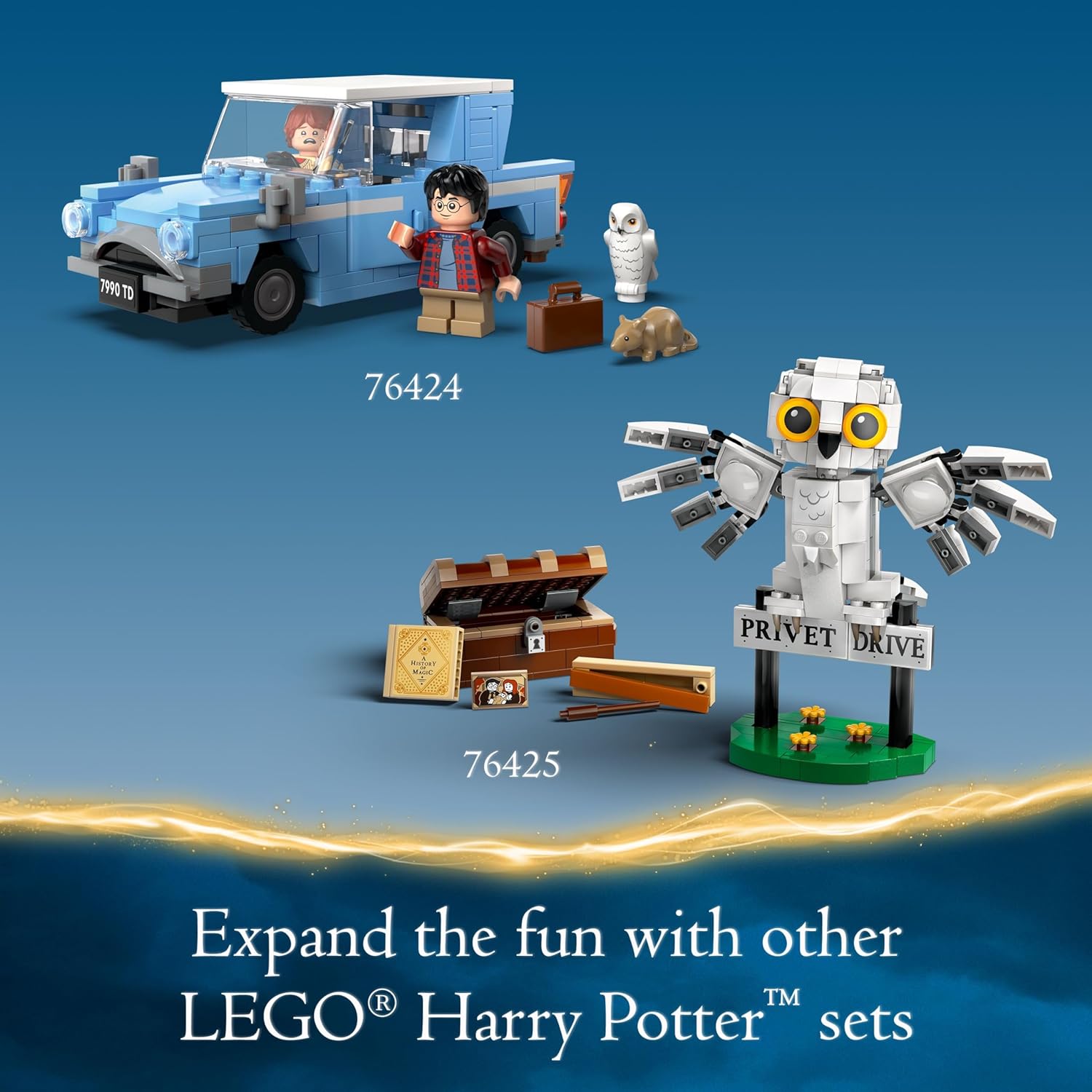 LEGO 76424 Harry Potter Flying Ford Anglia, Buildable Car Toy with 2 Minifigures for Role Play, Fantasy Playset for Kids, Harry Potter Car.