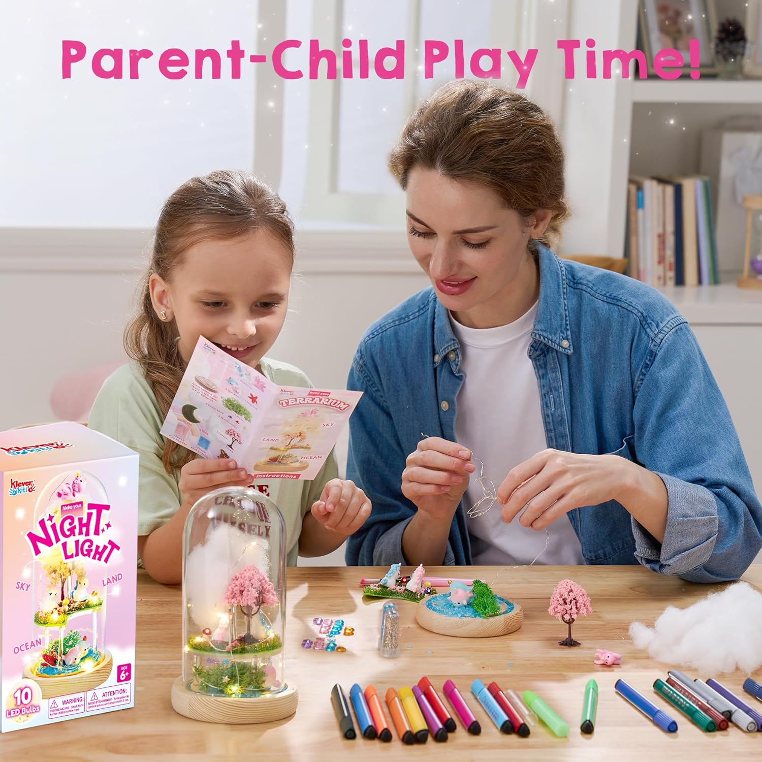 Klever Kits Unicorns Terrarium Kit for Kids Make Your Own Unicorn Night Light Art and Crafts for Kids