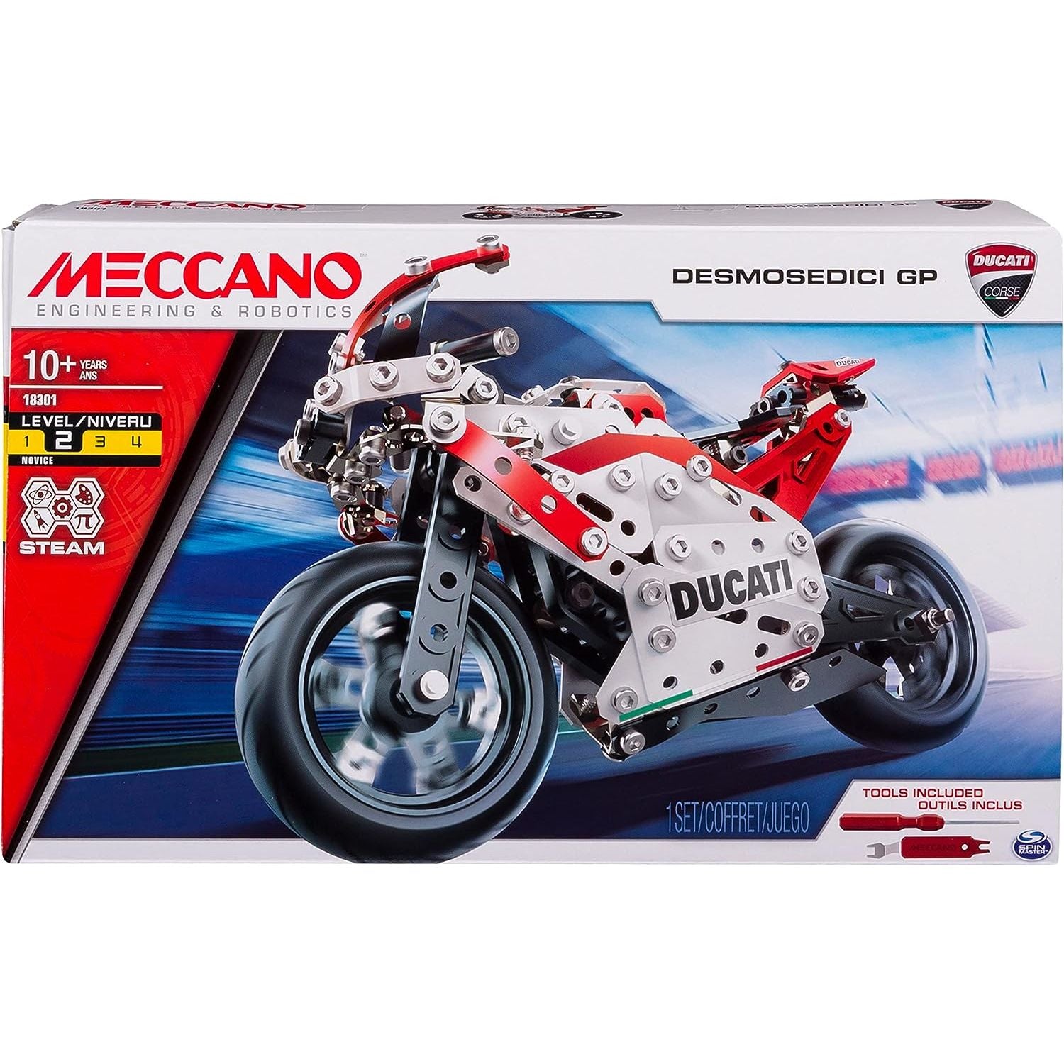 Meccano – Ducati Desmosedici GP S.T.E.A.M Building Kit with Coil-spring Suspension, for Ages 10 and Up