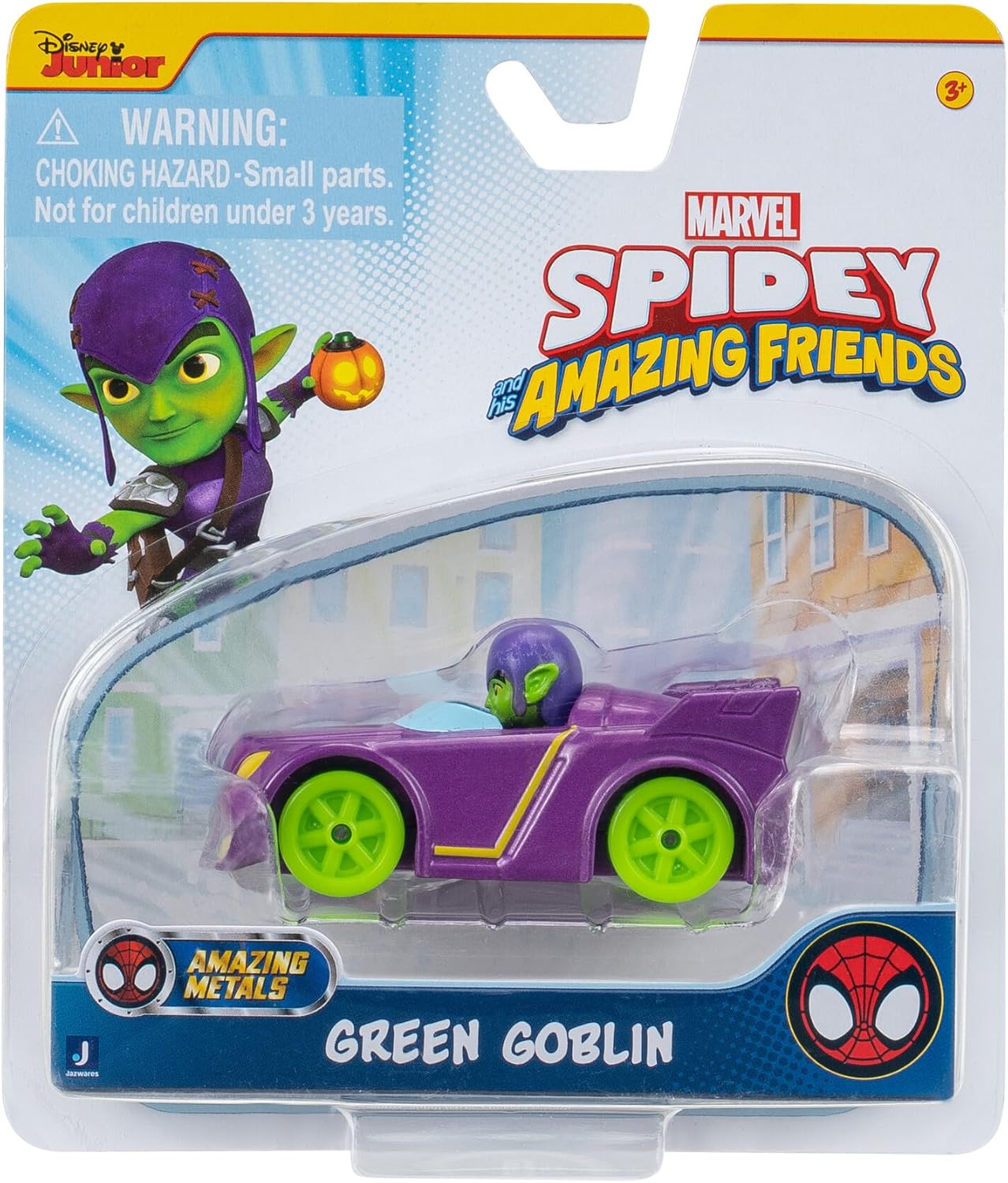 Disney Junior Marvel Spidey and his Amazing Friends Amazing Metals Race Car 1:64 Scale - Green Goblin