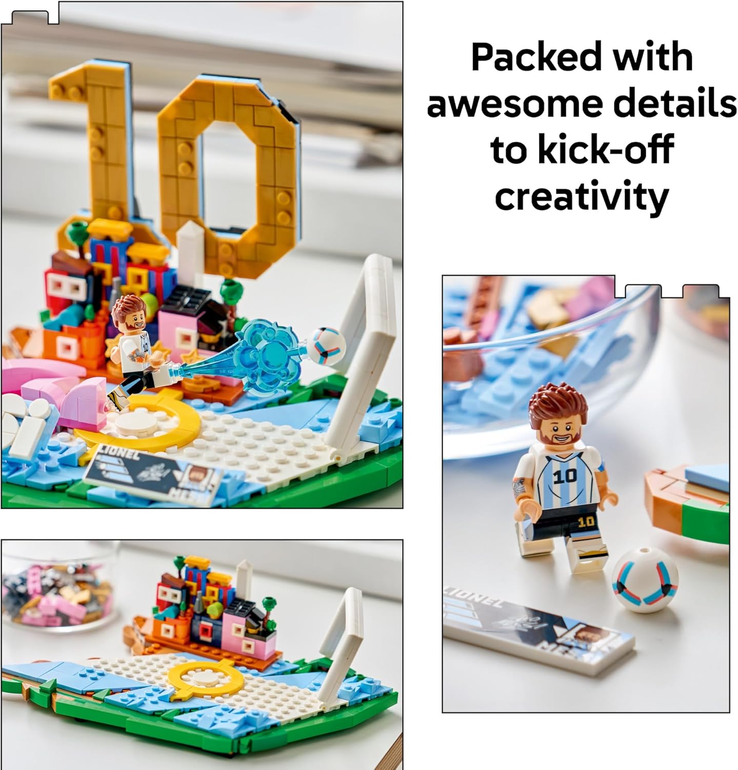LEGO Editions Lionel Messi – Soccer Highlights - Building Set for Boys & Girls, Ages 10+ - Collectible Soccer Gift with Plaque - Kids Bedroom or Shelf Decor - 43011