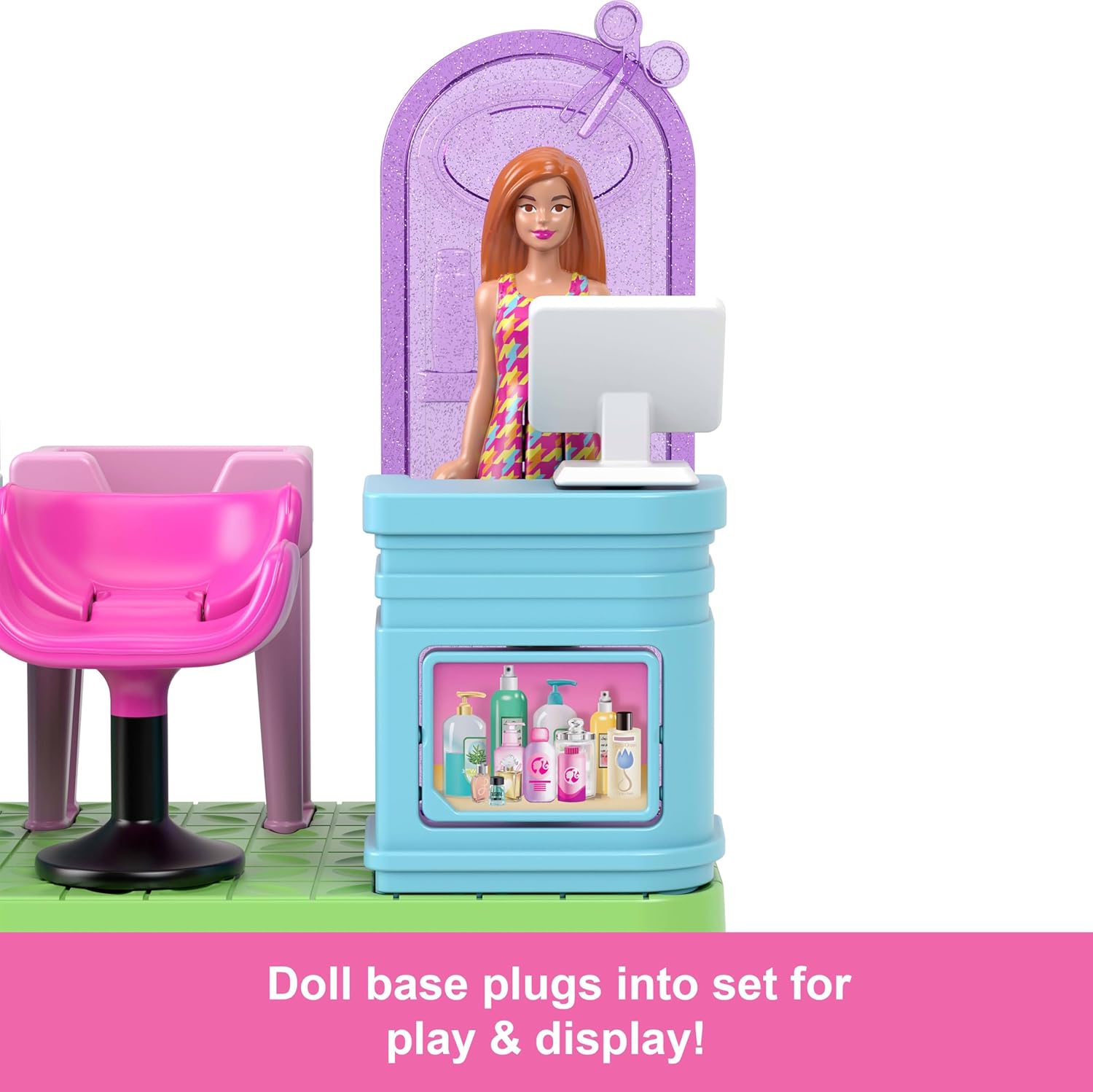 Barbie Mini BarbieLand Collectible Hair Salon Playset with 1.5-Inch Doll, Style Station with Mirror, Shampoo Area and Reception Desk for Storytelling Play