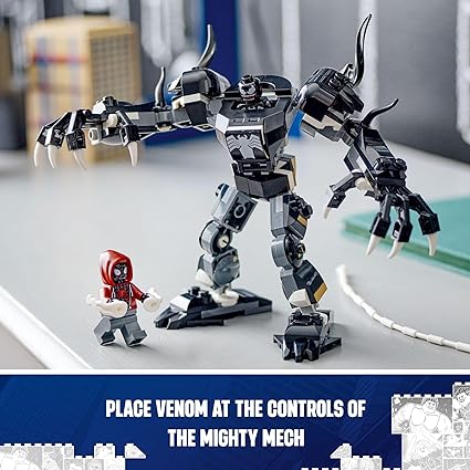 LEGO Marvel 76276 Venom Mech Armor vs. مايلز موراليس، مجموعة بناء مارفل مع شخصيات صغيرة، لعبة سفر، هدية معركة البطل الخارق للأولاد والبنات من سن 6 سنوات فما فوق.