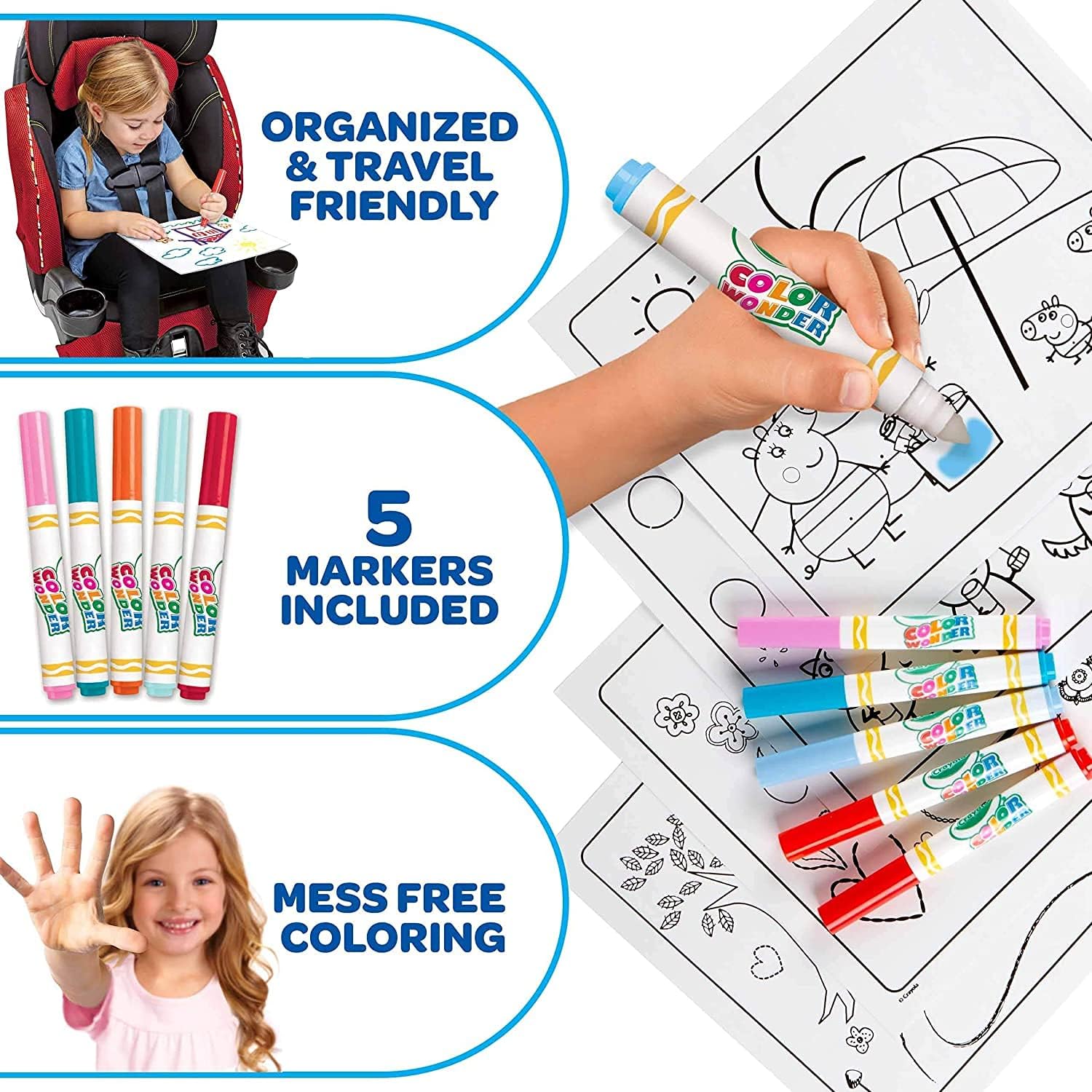 Crayola Mess Free Color Wonder Set Disney Princess, coloring book, 4 markers