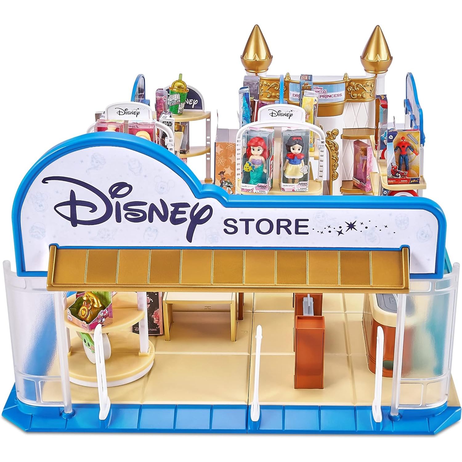 5 Surprise Mini Brands Disney Toy Store Playset by Zuru - Includes 5 Exclusive Mystery Mini's, Store and Display Mini Collectibles for Kids