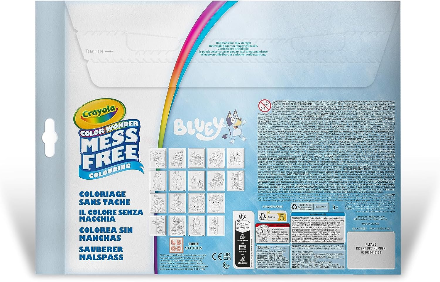 CRAYOLA Color Wonder Colouring Set with 18 Colouring Pages & 4 Blue Spot Free Markers, Creative Activity