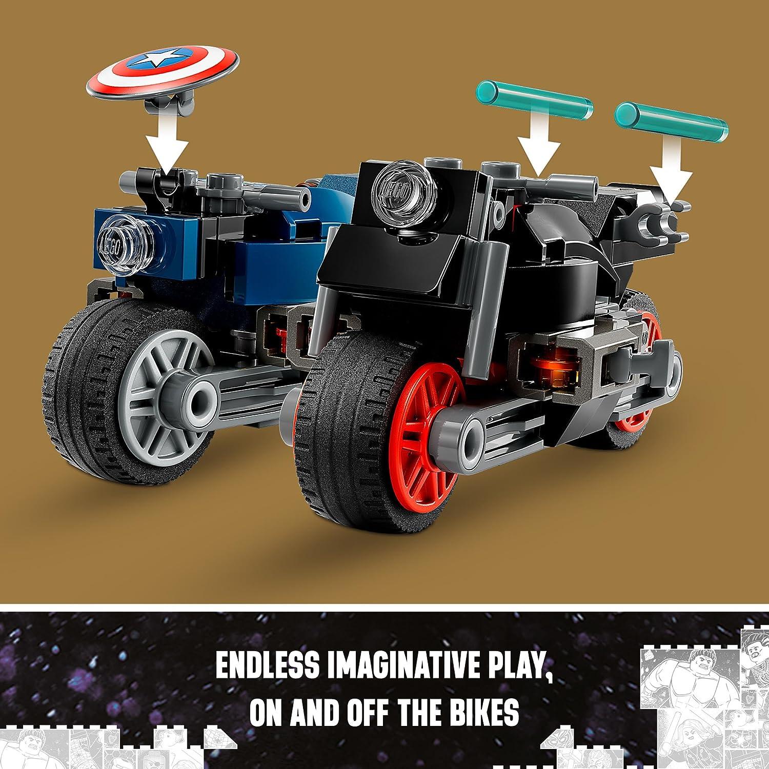 LEGO 76260 Marvel Black Widow & Captain America Motorcycles Buildable Marvel Toy (Retired)