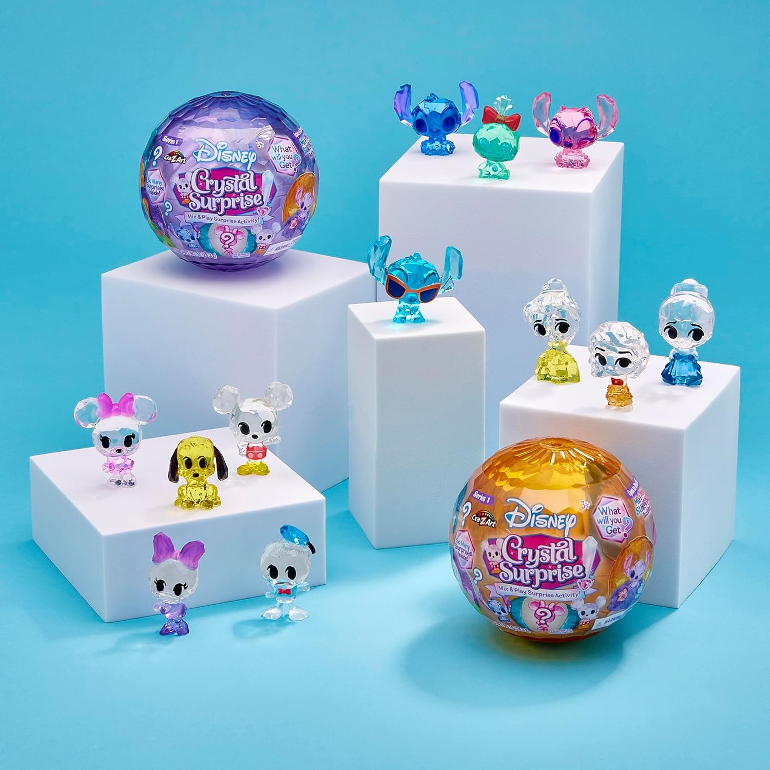Disney Crystal Surprise Series 1, Mini Collectible Crystal Figures with Activity Compound, Collectible Blind Bag Inspired Figures, Kids Toys for Ages 3 and Up