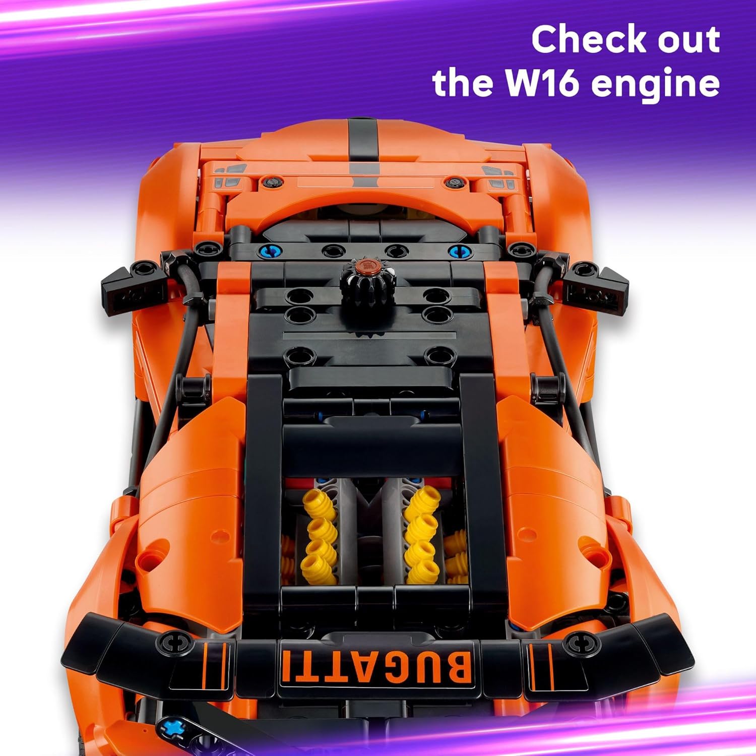 لعبة بناء سيارة ليجو تكنيك بوغاتي شيرون بور سبورت هايبركار للأولاد والبنات - سيارة رياضية مع مقود ومحرك واقعيين للأطفال ومحبي سباقات السيارات، من عمر 9 سنوات فما فوق - فكرة هدية رائعة لأعياد الميلاد - 42222 