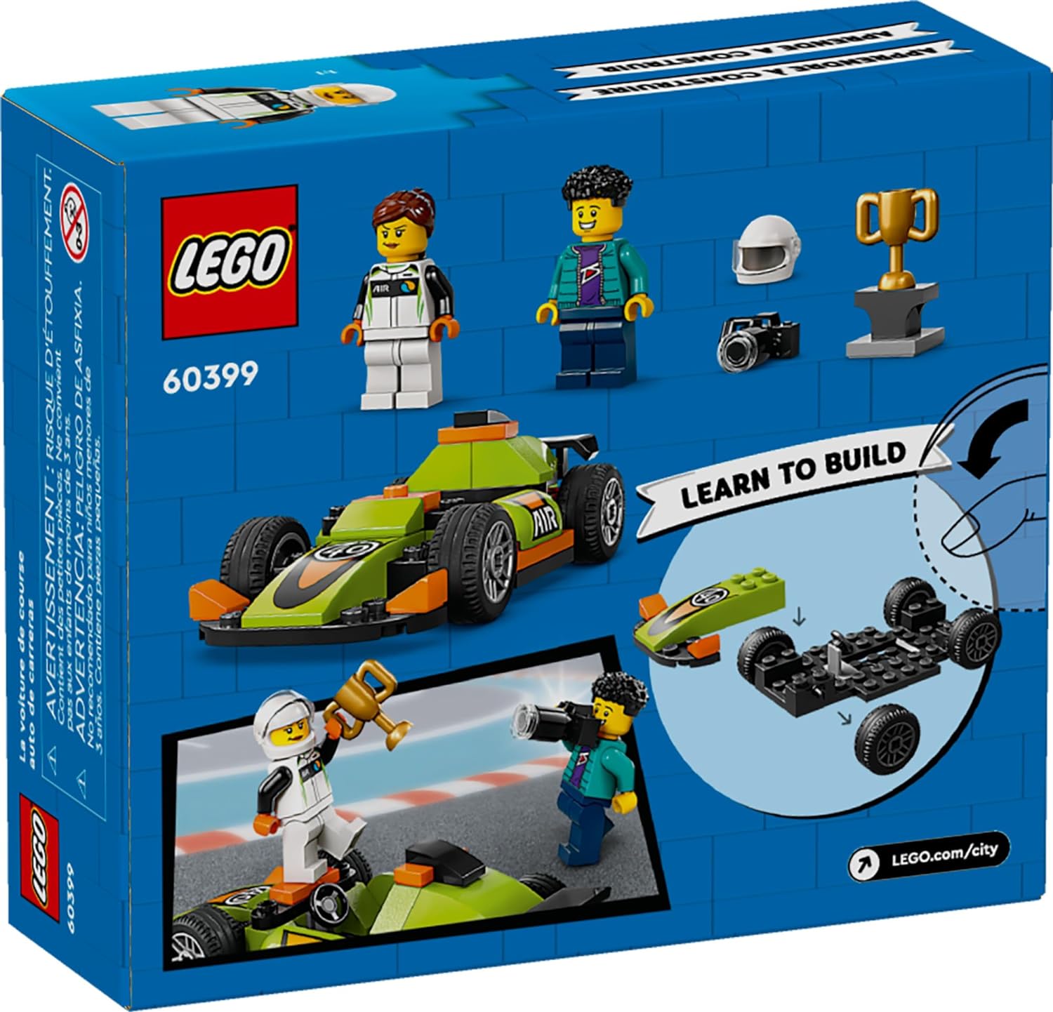 LEGO City Green Race Car Toy 60399, Classic-Style Racing Vehicle