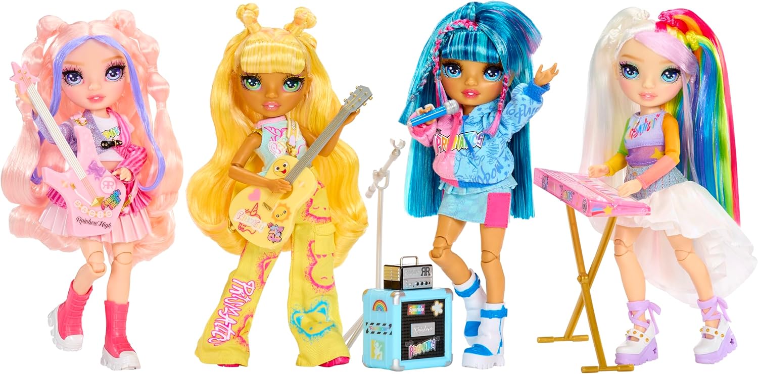 Rainbow High Jr High Rock Band - Amaya, Rainbow 9” Fashion Doll with Keyboard, Customize with Stickers, Posable, Great Toy Gift for Kids Ages 4+