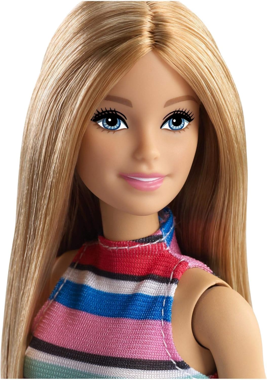 Barbie Doll with Colourful Striped Bodysuit and Denim Skirt and Accessories