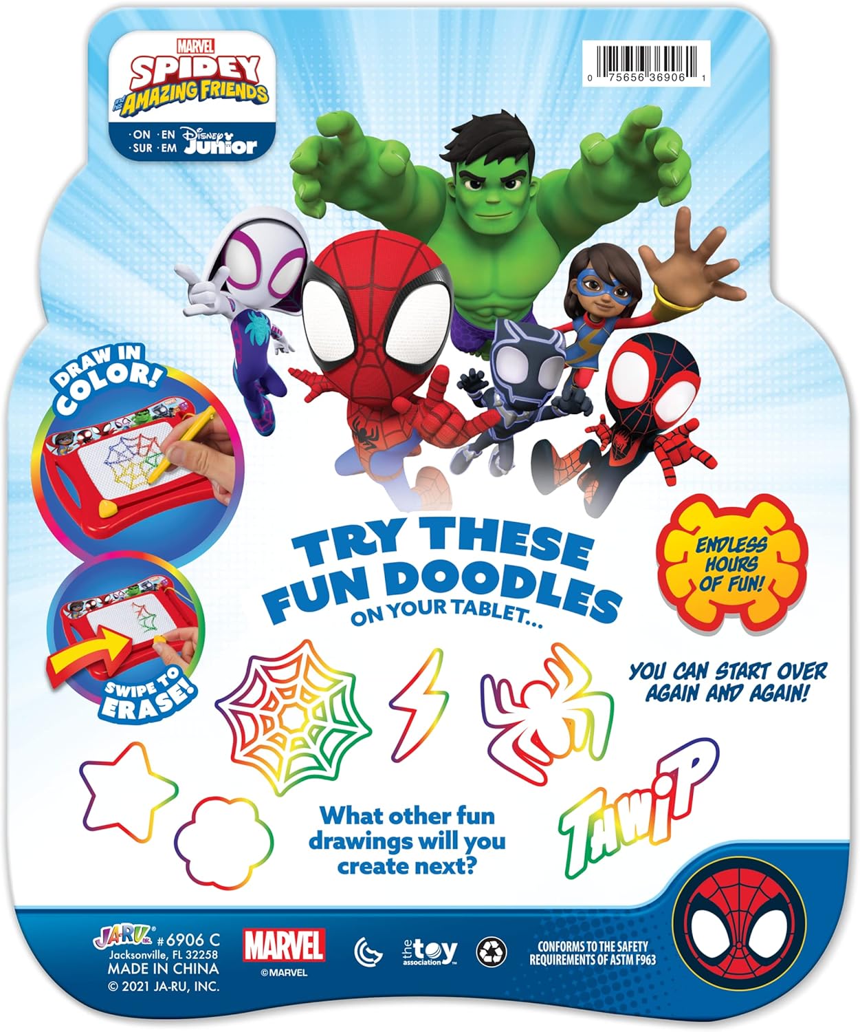 لوحة رسم مغناطيسية سحرية من JA-RU Marvel Spiderman (لعبة واحدة) تابلت للرسم والرسم والرسم للأطفال والأولاد والبنات. لعبة رحلة السيارة وألعاب السفر والأنشطة. وسادة تعليمية تعليمية خالية من الفوضى