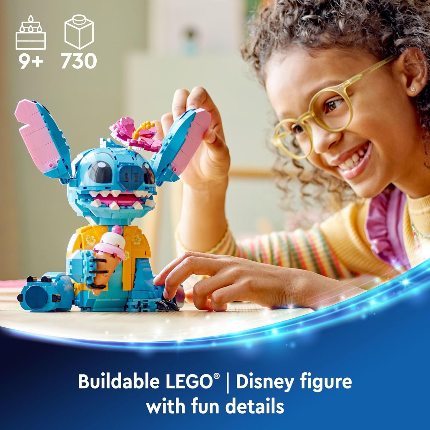 LEGO 43249 Disney Stitch Toy Building Kit, Buildable Figure with Ice Cream Cone, Fun Disney Gift for Girls, Boys and Lovers of The Hit Movie Lilo and Stitch.