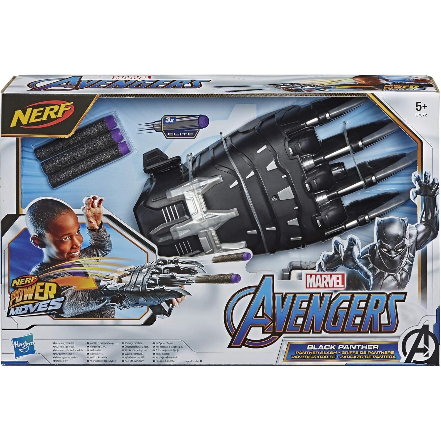 Hasbro NERF Power Moves Marvel Avengers Black Panther Power Slash Claw Dart-Launching Toy for Kids Roleplay