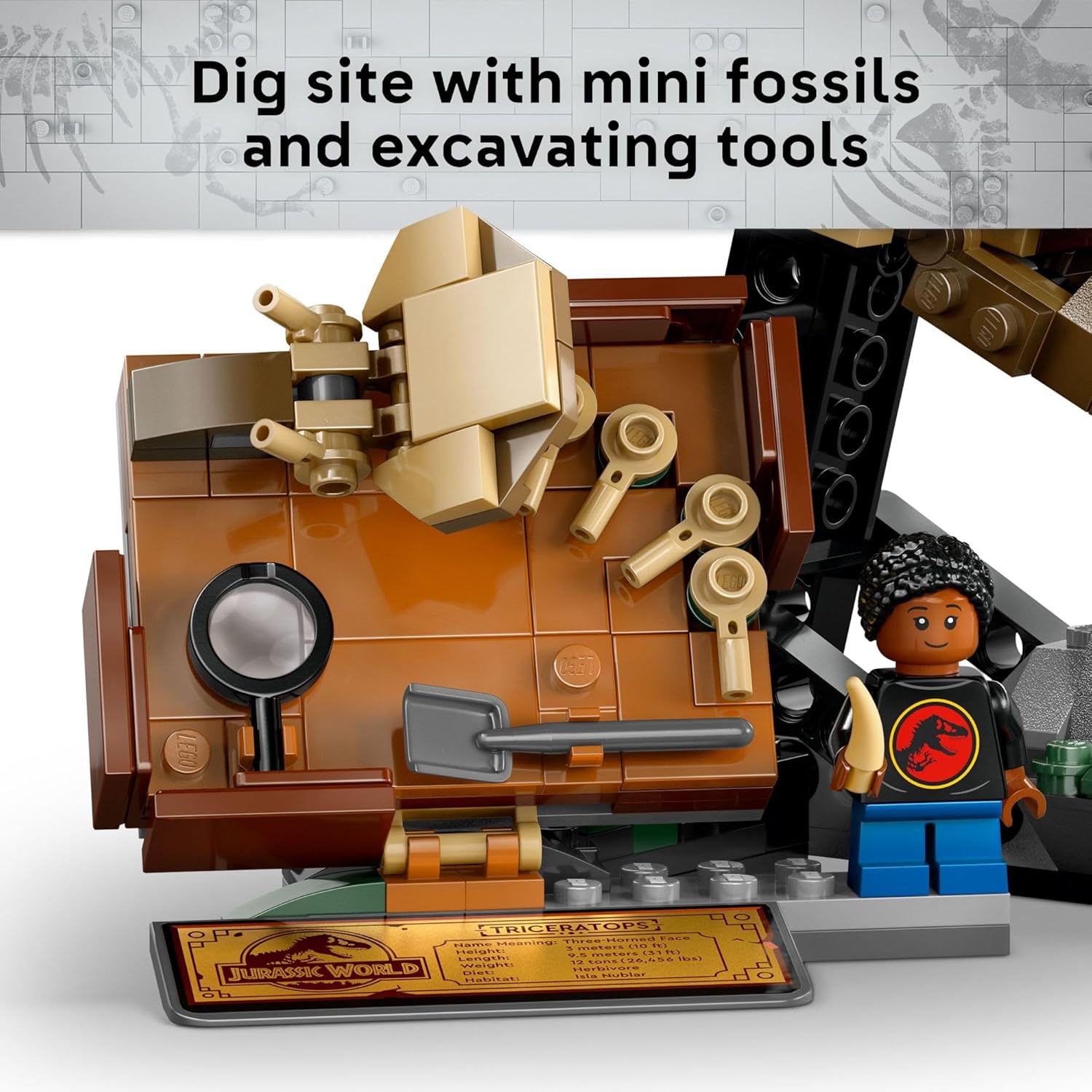 LEGO 76969 Jurassic World Dinosaur Fossils Triceratops Skull Toy - Dinosaur Toy Fossil Building Set for Kids