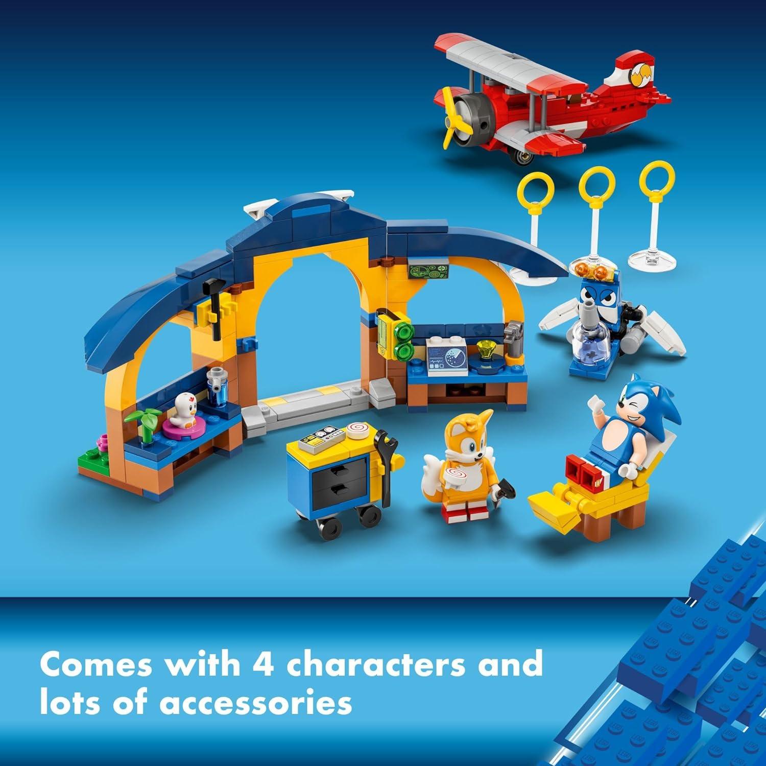 LEGO 76991  Sonic The Hedgehog Tails’ Workshop and Tornado Plane Building Toy Set, Airplane Toy with 4 Sonic Figures and Accessories for Creative Role Play, Gift for 6 Year Olds who Love Gaming