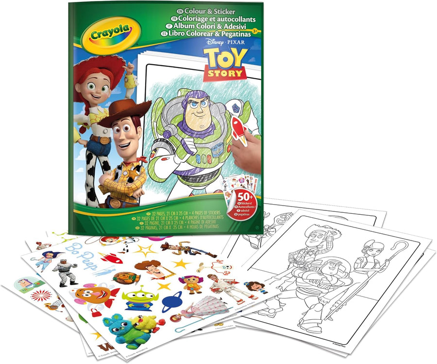 Crayola Album Color and Sticker Toy Story, 32 Colouring Pages and 4 Sticker Sheets, Creative Activity for Children from 3 Years