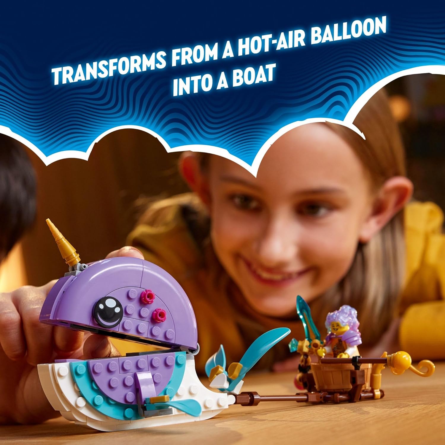 LEGO 71472 DREAMZzz Izzie's Narwhal Hot-Air Balloon Deep-Sea Animal Toy, Save Bunchu from a Grimspawn, Transforming Whale Figure for Kids