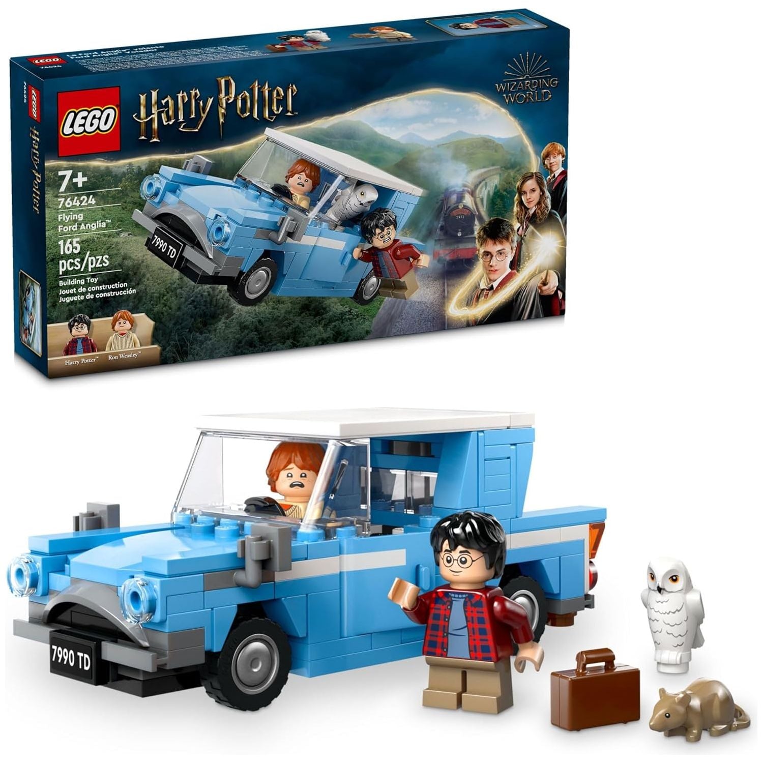LEGO 76424 Harry Potter Flying Ford Anglia, Buildable Car Toy with 2 Minifigures for Role Play, Fantasy Playset for Kids, Harry Potter Car.