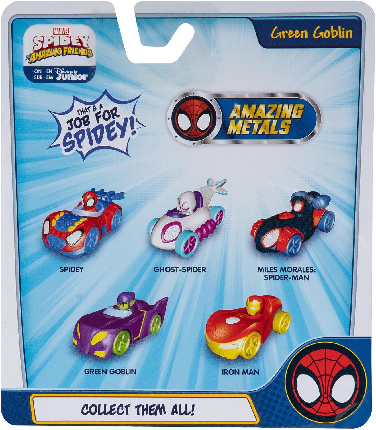 Disney Junior Marvel Spidey and his Amazing Friends Amazing Metals Race Car 1:64 Scale - Green Goblin