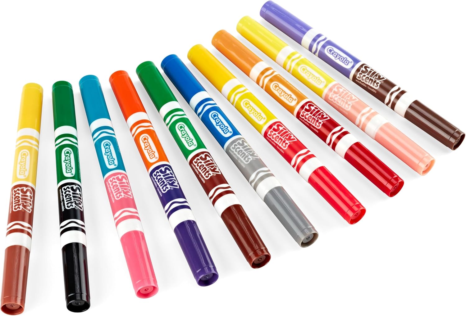 أقلام تلوين Crayola Silly Scents ذات الرأسين القابلة للغسل ذات الرائحة العطرية، عبوة من 10 إلى 20 لونًا