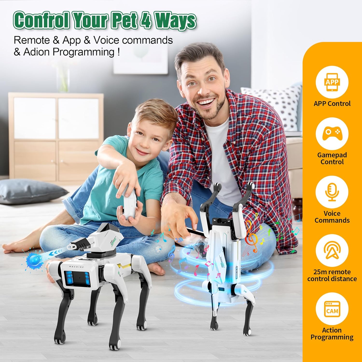 Shoot Robot Dog - Interactive STEM Pet with Voice Control, 30+ Actions & APP Programming, Durable Design for Kids Age 6+
