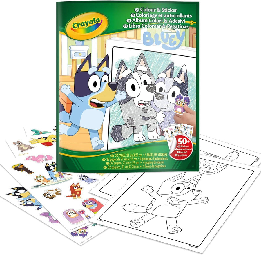 Crayola Bluey Color & Sticker Activity, Bluey Coloring Book, 32 Coloring Pages
